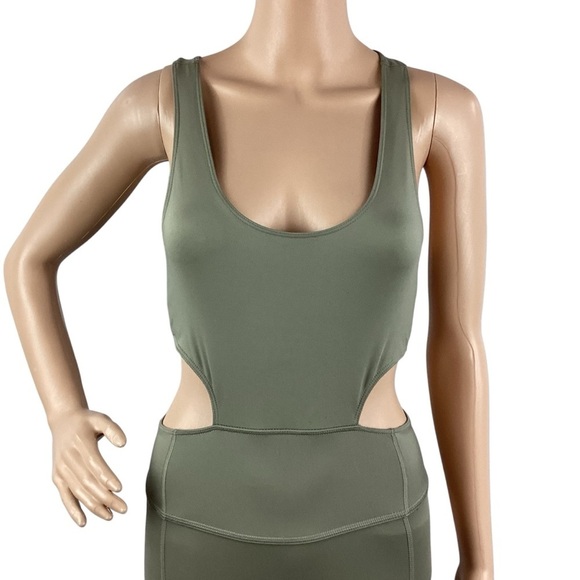 Free People FP Movement Back It Up Onesie Sage Beige Cutout Activewear Size XS - Picture 3 of 9